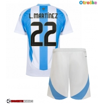 Otroške Nogometnih dresov Argentina Lautaro Martinez #22 Domači Copa America 2024 Kratki rokavi (+ hlače)